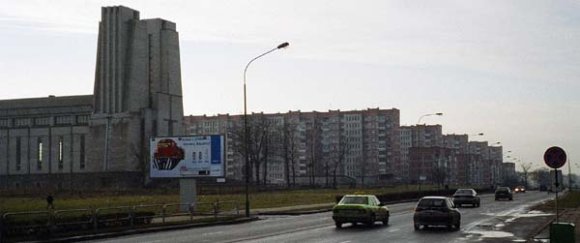 catholic church and apartments